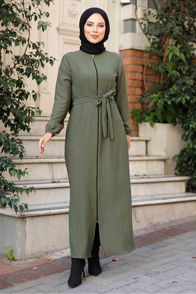Bestenur Edna 1265 Model Hijab Ferace - Φερμουάρ και Χακί