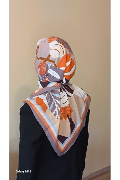 İskeçe Exclusive Φουλάρι με αφηρημένο σχέδιο σε τόνους καφέ σε ειδικό κουτί