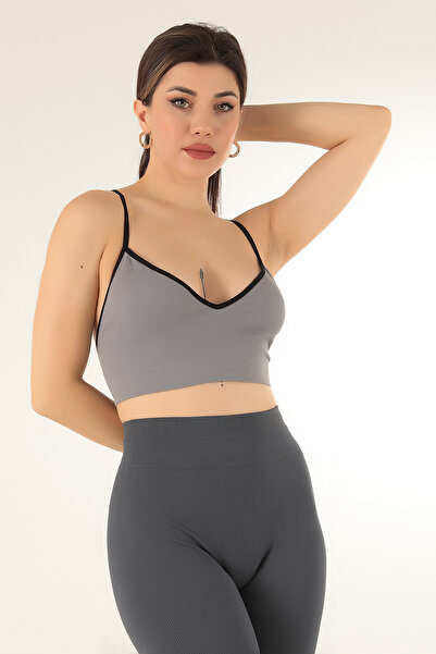 Miorre V-Neck Ribbed Non-Supported Sports Bra - Thin Strap