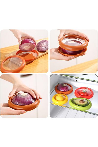 valletta Nabunaga 4 Pieces Food and Fruit Storage Container Avocado Preservative and Tomato, Lemon Storage Container