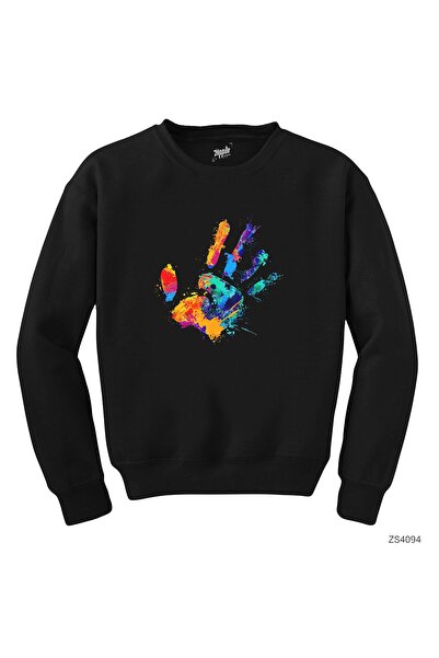 WAKHA سويت شيرت أسود بلون سبلاش يدوي