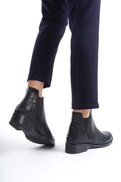 Moda Değirmeni Γυναικείες μπότες - Black Crocodile Skin BG1001-116-0005