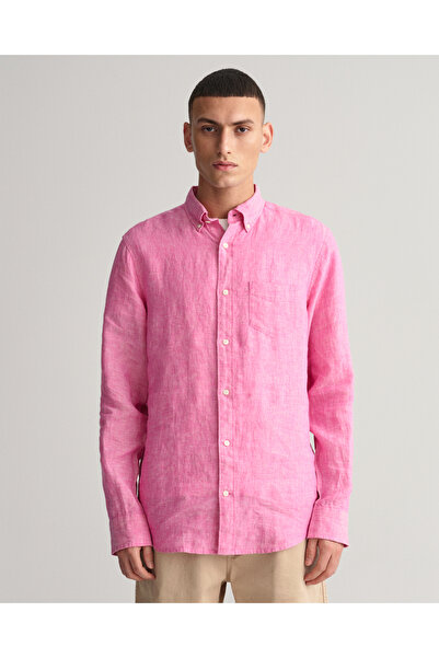 Gant Erkek Pembe Regular Fit Keten Gömlek