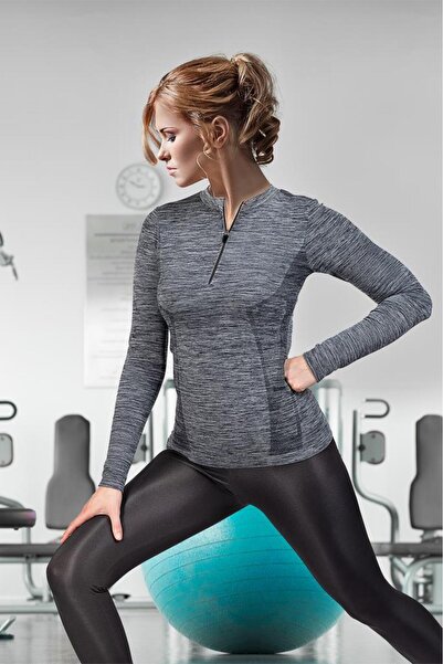 MioFit Women's Tides Zip Collar Long Sleeve Seamless Sports T-Shirt