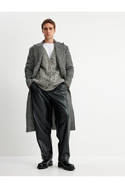 Koton Duplasoros gallér és zseb részletes pamutkeverék hosszú kasmírkabát