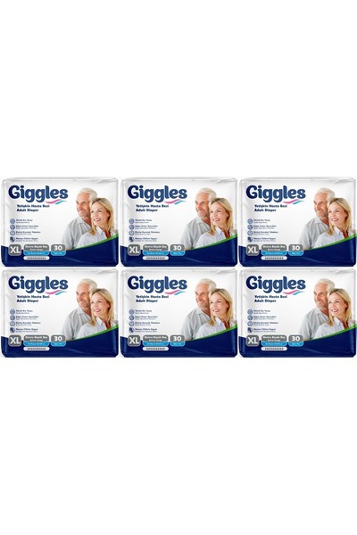 giggles Hasta Bezi Yetişkin Bel Bantlı Tekstil Yüzey Ekstra Büyük (XL) 180 Adet (6PK*30)