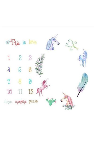 OEM Paturica Milestone subtire pentru fotografii memorabile Unicorni
