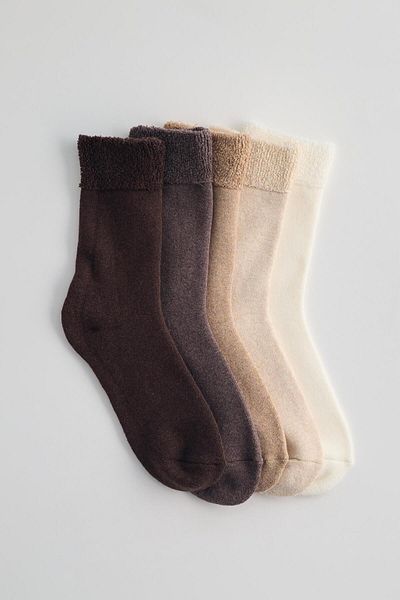 Katia&Bony Ecrufarbene Damen-Handtuchsocken im 5er-Pack