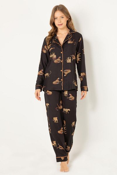 Doremi Set pijama moale din vascoză naturală leopard