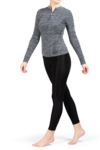 MioFit Women's Tides Zip Collar Long Sleeve Seamless Sports T-Shirt