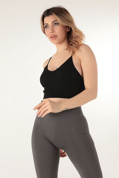 Miorre Αθλητικό σουτιέν με ραβδώσεις V-Neck χωρίς υποστήριξη - Λεπτό λουράκι