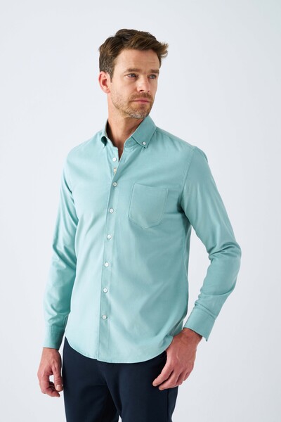 Paşahan Ανδρικό πουκάμισο Comfort Fit από 100% βαμβάκι με βελούδινη λεπτομέρεια κεντήματος και τσέπες