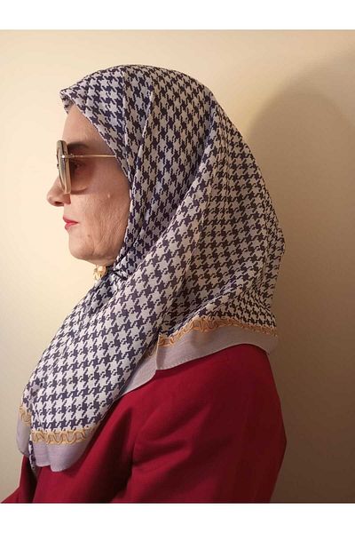İskeçe Exclusive Houndstooth Patterned Scarf in Special Box