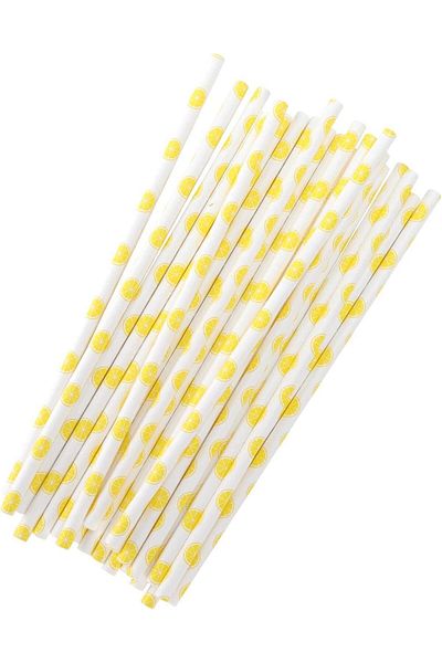 3B Trend Yellow and White Paper Straws - Pack of 25