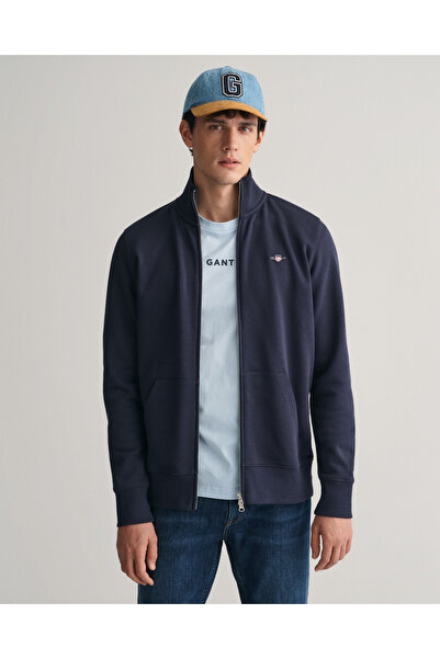 Gant Erkek Lacivert Regular Fit Fermuarlı Sweatshirt