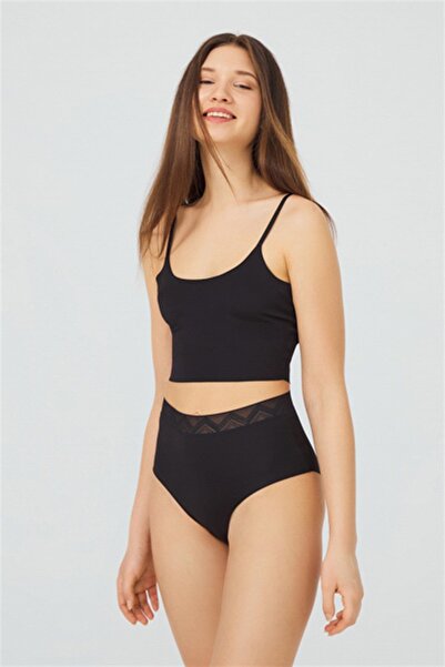 Cottonhill Chiloți de bikini de bază tăiați cu laser cu talie înaltă, pachet de 3 - 3