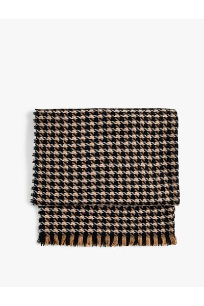 Koton Scarf Houndstooth Patterned Tassels