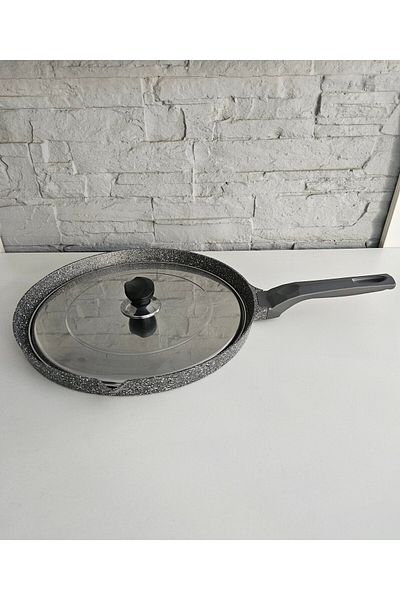 ALANYA HOME DECOR Cast Fish Pan 34X3 cm Cast Cast Pan 2.2 Lt Steel Cover