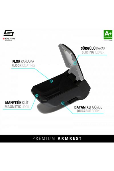 S Dizayn PEUGEOT 301 Black Vehicle Special Armrest 2012-2023