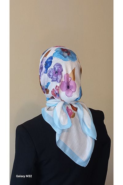 İskeçe Exclusive Vibrant Colorful Floral Print Scarf in Special Box