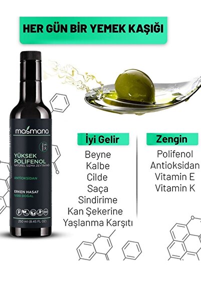 MASMANA Yüksek Polifenollü Zeytinyağı 1x 250 ml (2024 SEZONU)