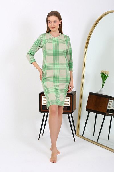 Akbeniz Green Cotton Akebeniz Tunic and Nightgown Set - 13131