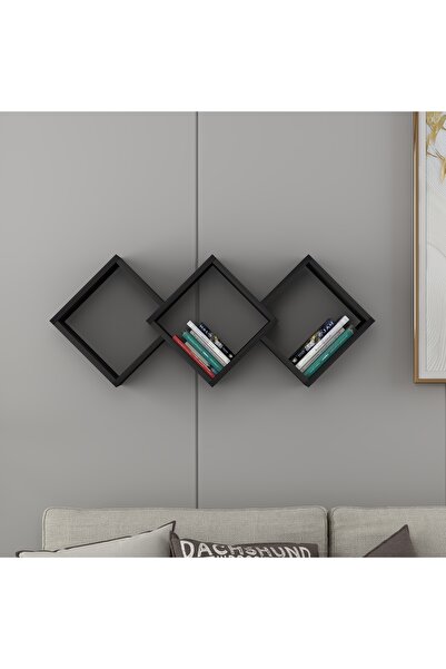 İNARCH DİZAYN Galaxy Duvar Rafı Ahşap Siyah