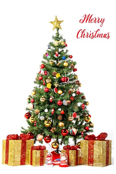 Sole Çam Ağacı-150 Cm, Yoğun 350 Dallı, 60 Adet Karışık Süs Ve 100'lü Led Işık