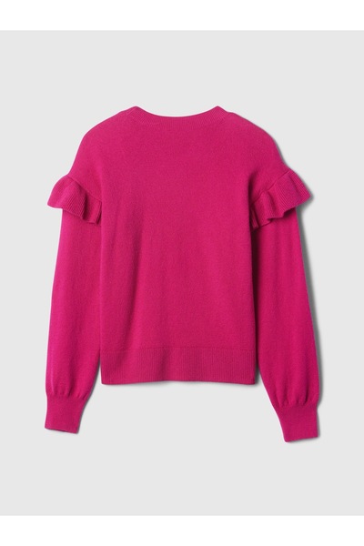 GAP Kız Çocuk Pembe CashSoft Fırfırlı Kazak