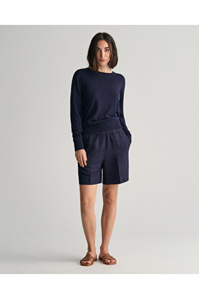 Gant Kadın Lacivert Relaxed Fit Keten Şort