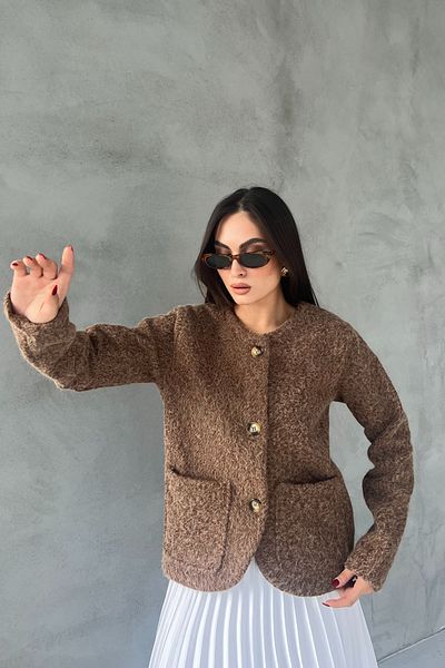 Seda Yalçın Atelier Coffee Buttoned Bearded Stamp Jacket
