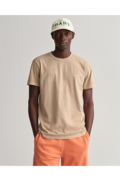 Gant Erkek Bej Relaxed Fit Bisiklet Yaka Logolu T-shirt