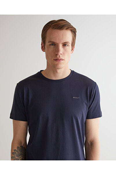 Gant Erkek Lacivert Slim Fit Bisiklet Yaka T-shirt