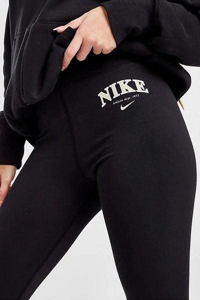 Nike Varsity Women's Leggings High Rise High Waisted Cotton Women's Leggings Black