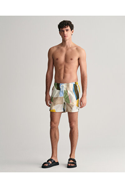 Gant Erkek Sarı Regular Fit Desenli Mayo Şort