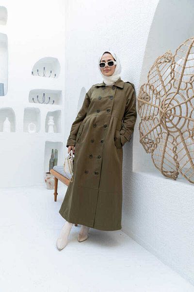 Neways 6632-Reglan Model Khaki Jacket - Sleeves and Ornamental Pleated Lens