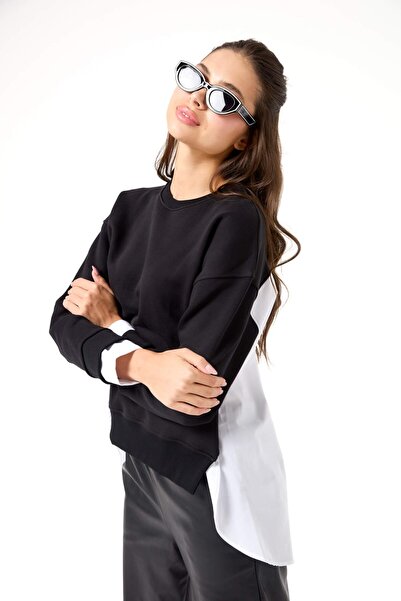 Evermade Bisiklet Yaka Poplin Detaylı Sweatshirt