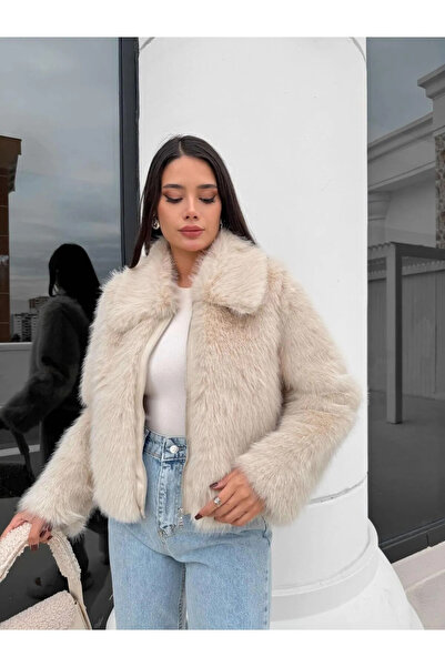My Blog Béžová bunda Winnie - umělá kožešina s předním zipem
