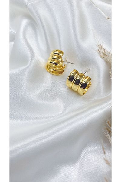 Eylülün Takısı Gold Color Triple Look Hoop Earrings