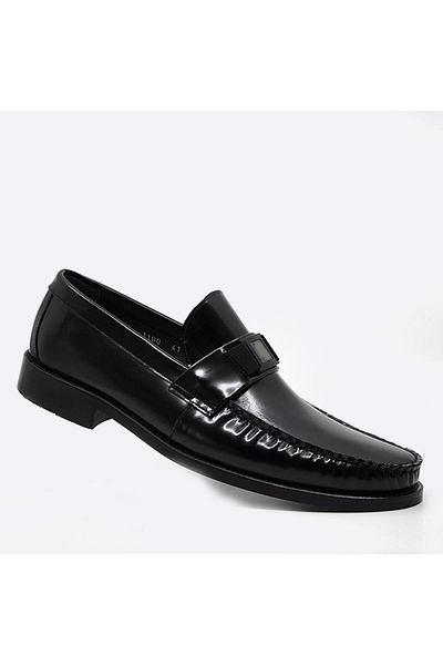 Fosco Black Genuine Leather Men's Casual Shoes - 3100 300