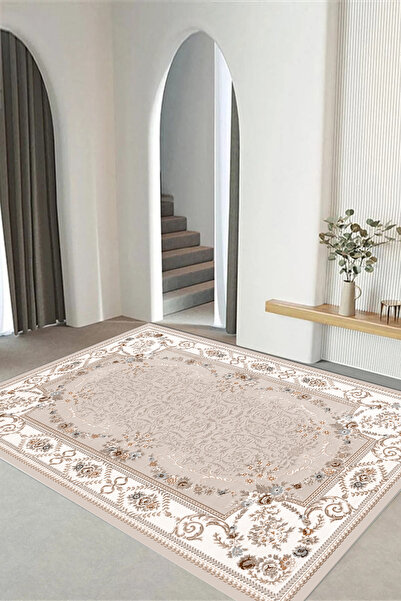 Viyana Home Dijital Kaymaz Taban Klasik Çiçek Model Yıkanabilir Yolluk Mutfak...