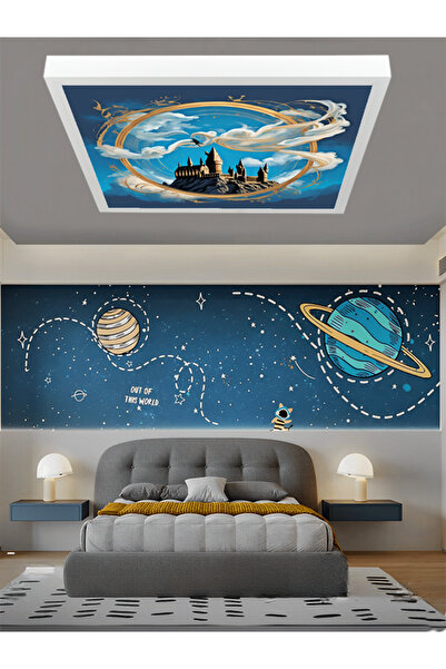 Gökyüzü Panel Harry Potter Led Avize, 60X60 Genç Odası Led Lamba, 60w, beyazı...