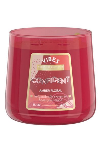 Candle-Lite شمعة معطرة برائحة العنبر والزهور من Essential Elements سعة 15 أونصة