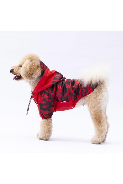Pawstar Kırmızı Dijon Köpek Mont Köpek Yağmurluk Köpek Kıyafeti Köpek Elbisesi