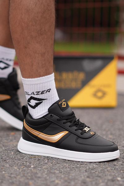 SOLAZER Pantofi sport negru auriu pentru bărbați, pantofi sport casual 036
