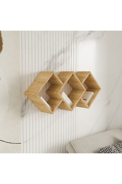 İNARCH DİZAYN Galaxy Duvar Rafı Safir Meşe