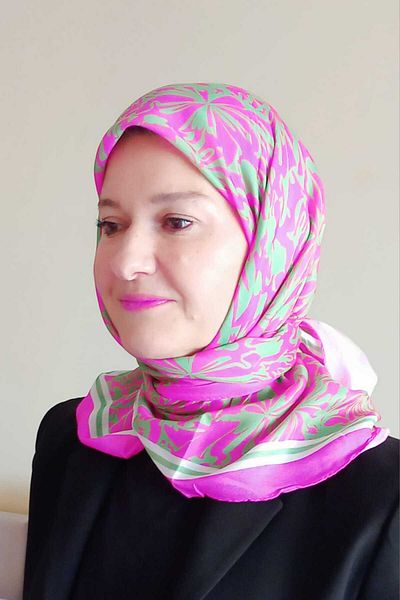 İskeçe Exclusive Pink Abstract Patterned Scarf in Special Box