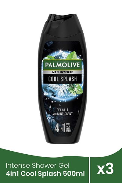 Palmolive Men Intense Shower Gel 4in1 Cool Splash 500ml x 3 pieces