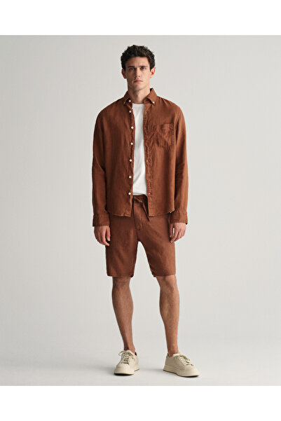 Gant Erkek Kahverengi Relaxed Fit Keten Şort