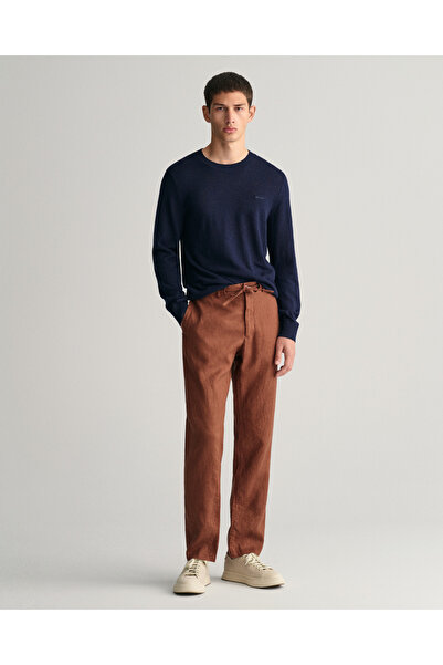 Gant Erkek Kahverengi Relaxed Fit Keten Pantolon